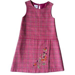 Laura Ashley Girl’s Vintage Gingham pink Embroidered dress size 9Y sleeveless